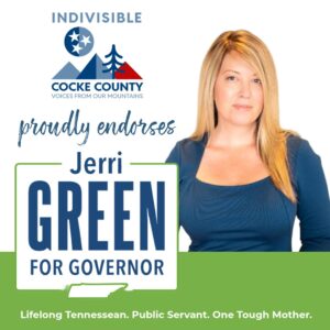 An Endorsement from Indivisible Cocke County for Jerri Green for Tennessee Governor